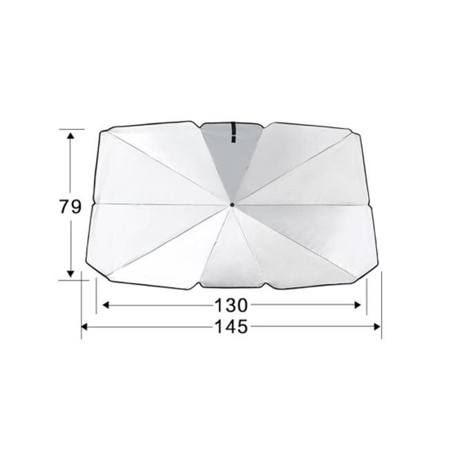 Parasolar auto pliabil pentru parbriz masina, in forma de umbrela, rezistent UV, 145 x 79 cm, negru, Miromoto®