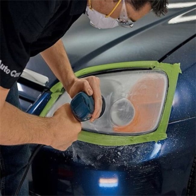 Kit polish faruri auto, cu pasta, bureti si discuri abrazive