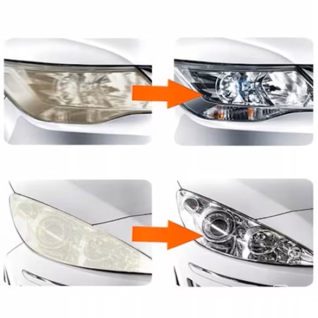 Kit polish faruri auto, cu pasta, bureti si discuri abrazive