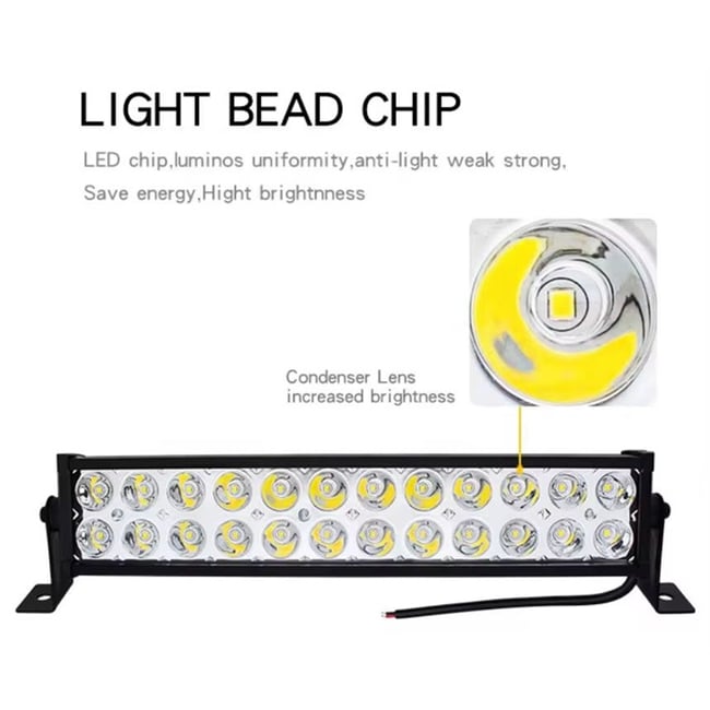Proiector auto LED Bar cu suport, offroad 72W, 5800lm 12V-24V, 34cm, 24 led-uri, negru
