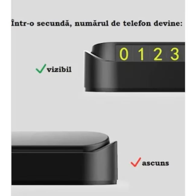 Suport Numar Telefon Bord, Parcare Temporara, Negru