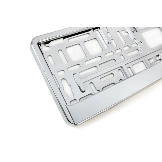 Set 2 Bucati Suport Numar Inmatriculare Auto, Fata-Spate, Argintiu