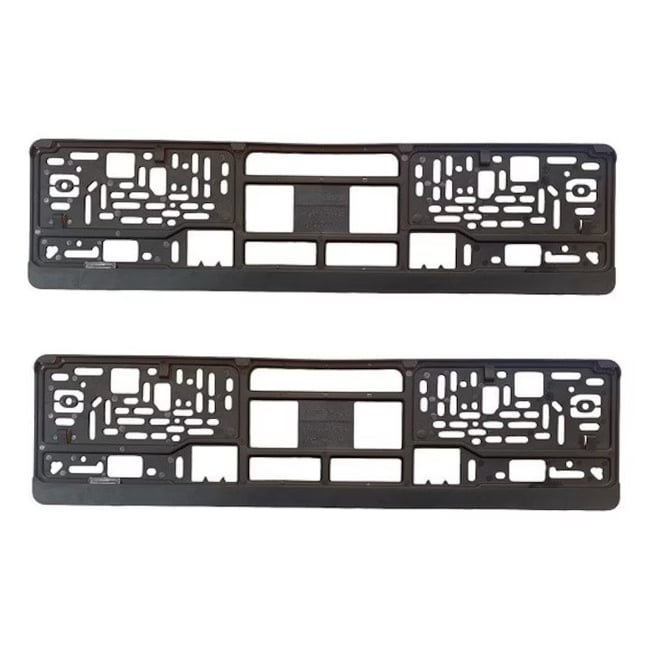 Set 2 bucati suport numar inmatriculare auto, fata-spate, plastic, negru