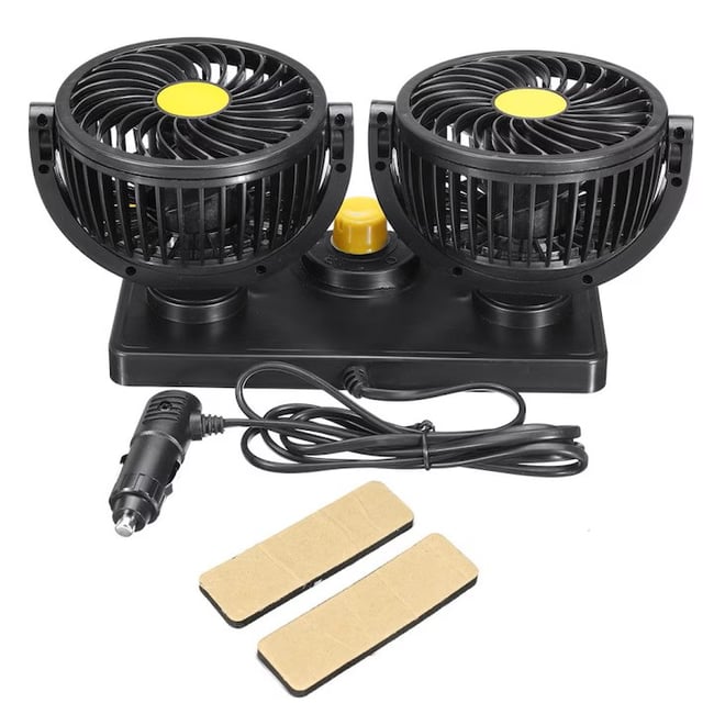 Ventilator auto dublu, 10W, 2 trepte de viteza, rotire 360°, silentios