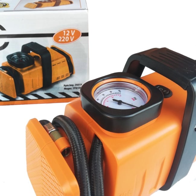 Compresor aer, auto, Autocare DCC-260, 7 bar, 12 V, 98 W, buton On/Off, manometru analog, debit aer 20 l/min, adaptoare incluse