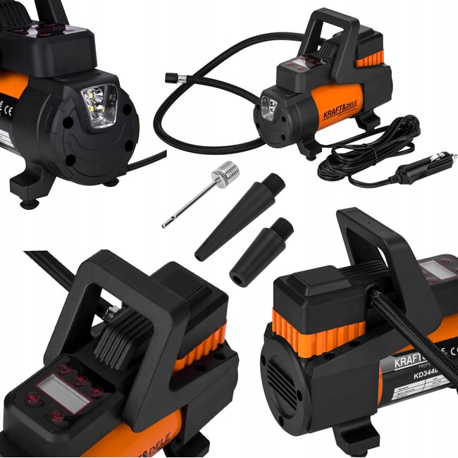 Compresor aer, auto, Kraft&Dele KD3440, 200 PSI, 45 L/min, 12 V, 168 W, lanterna, buton On/Off, manometru digital