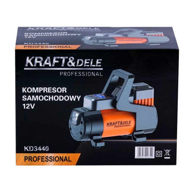 Compresor aer, auto, Kraft&Dele KD3440, 200 PSI, 45 L/min, 12 V, 168 W, lanterna, buton On/Off, manometru digital