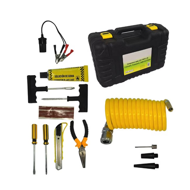 Compresor aer, auto, Lider® Premium, 150 PSI, 70 L/min, 12 V, lanterna, buton On/Off, manometru analog