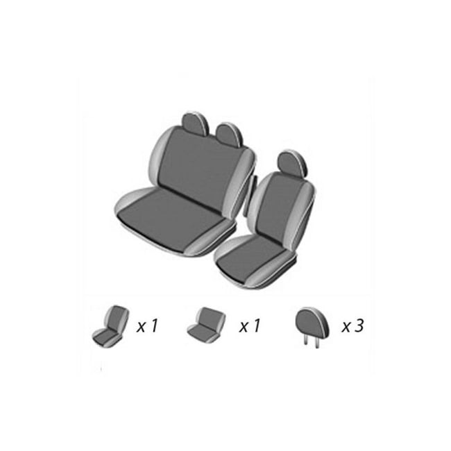 Huse auto universale pentru autoutilitare / dube / van-uri, material textil 2+1 pentru scaun sofer + bancheta stanga, decupaj special tetiere, premium, gri