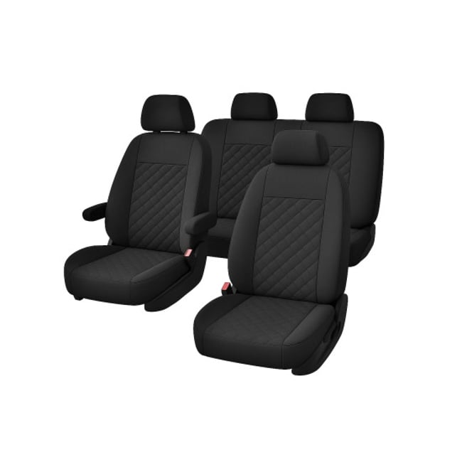 Set huse scaune auto, universale, 9 Piese, fata spate, textil, negru, Miromoto®