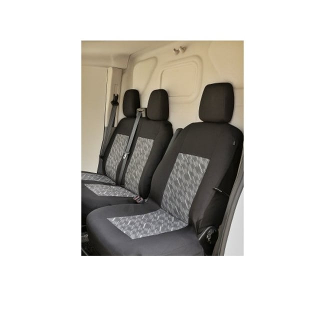 Huse auto universale pentru autoutilitare / dube / van-uri, material textil 2+1 pentru scaun sofer + bancheta stanga, burete 10mm + 5mm, negru