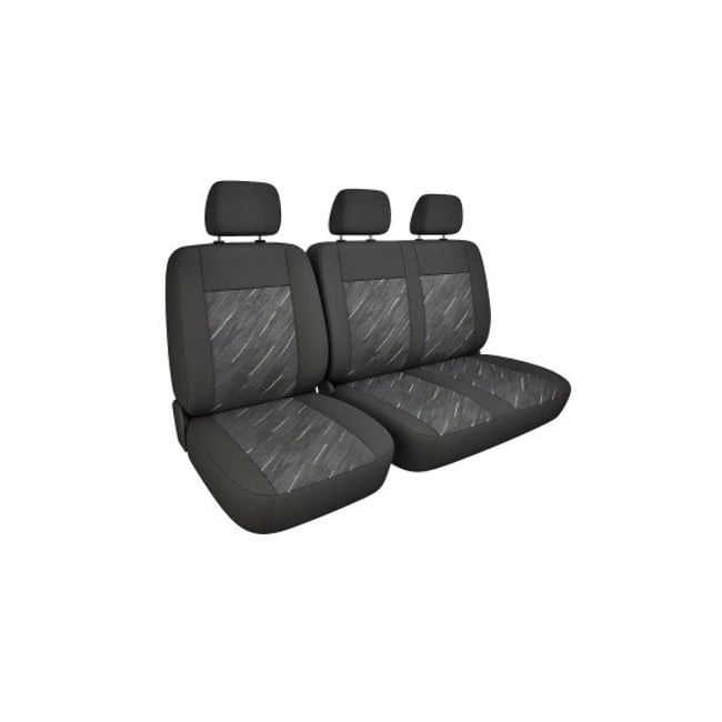 Huse auto universale pentru autoutilitare / dube / van-uri, material textil 2+1 pentru scaun sofer + bancheta stanga, burete 10mm + 5mm, negru