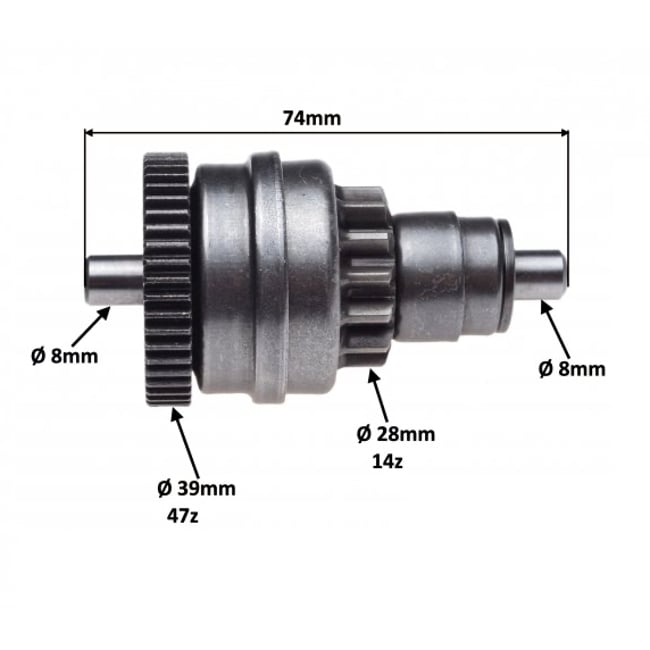 Bendix pornire scuter Piaggio Zip 4T 100cc, Gilera Typhoon 125cc, Aprilia Scarabeo 4T 100cc, 14-47 dinti