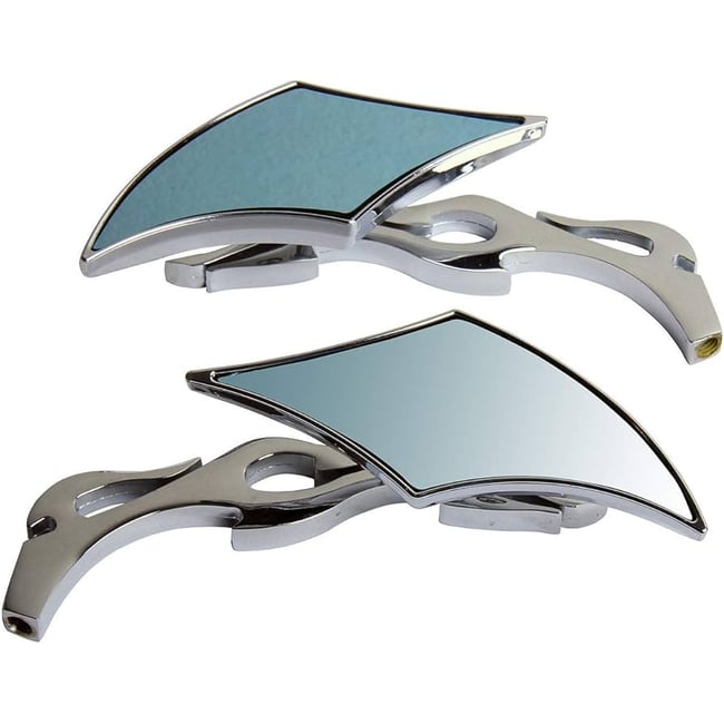 Set oglinzi moto si ATV, filet M8-M10, model romb Chopper , culoare Crom argintiu