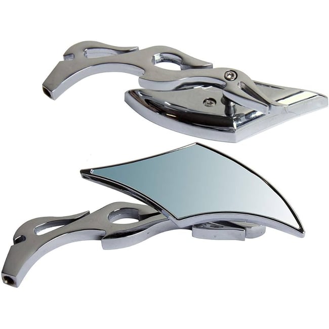 Set oglinzi moto si ATV, filet M8-M10, model romb Chopper , culoare Crom argintiu
