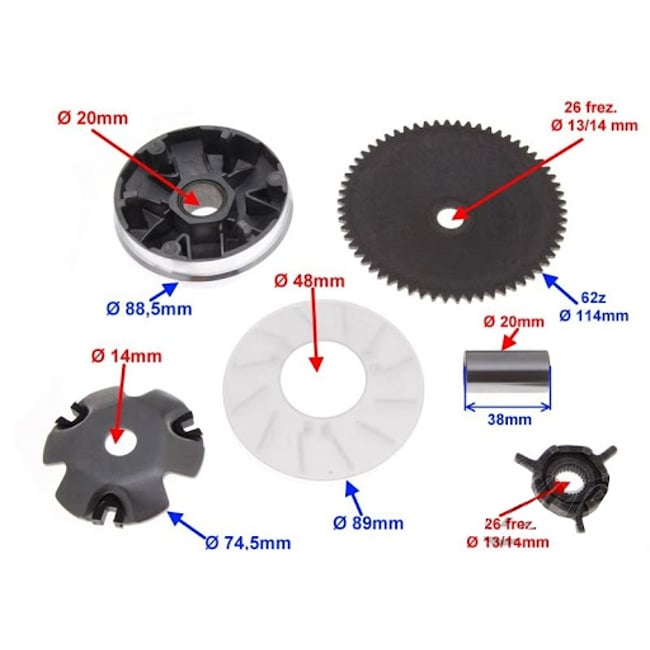 Variator scuter Gy6 50-80cc 4 Timpi (complet)
