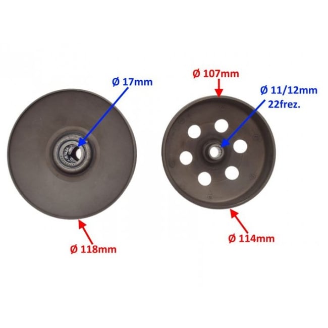 Ambreiaj scuter Piaggio, Gilera, Aprilia Scarabeo 50cc-80cc, 22 dinti