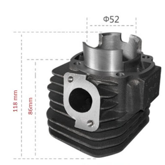 Set motor / kit cilindru scuter Yamaha, Aprilia 100cc 2T, 52 mm, bolt 14 mm