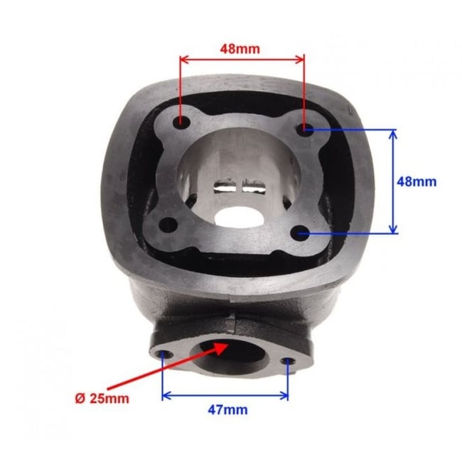 Set motor / kit cilindru scuter Piaggio NRG MC2 80cc 2T, 47mm, racire apa, (4 colturi)