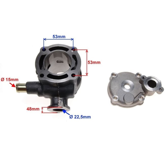 Set motor / kit cilindru scuter Suzuki Katana, Aprilia Ditech 80cc 2T, 47 mm, racire apa (chiulasa inclusa)