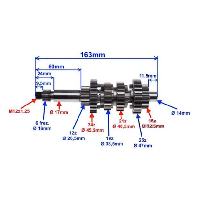 Pinioane cutie Viteze motor AM6 50-70cc, pana in 2015