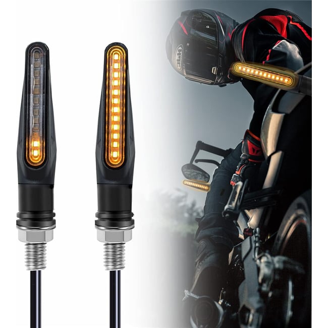 Set 2 semnalizari moto cu led 12 V, semnalizare galbena dinamica, model ZC-12Y