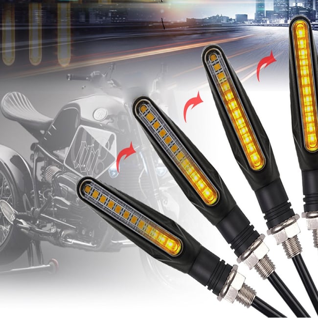 Set 2 semnalizari moto cu led 12 V, semnalizare galbena dinamica, model ZC-12Y