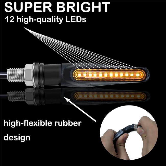 Set 2 semnalizari moto cu led 12 V, semnalizare galbena dinamica, model ZC-12Y