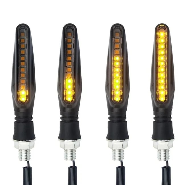 Set 2 semnalizari moto cu led 12 V, semnalizare galbena dinamica, model ZC-12Y