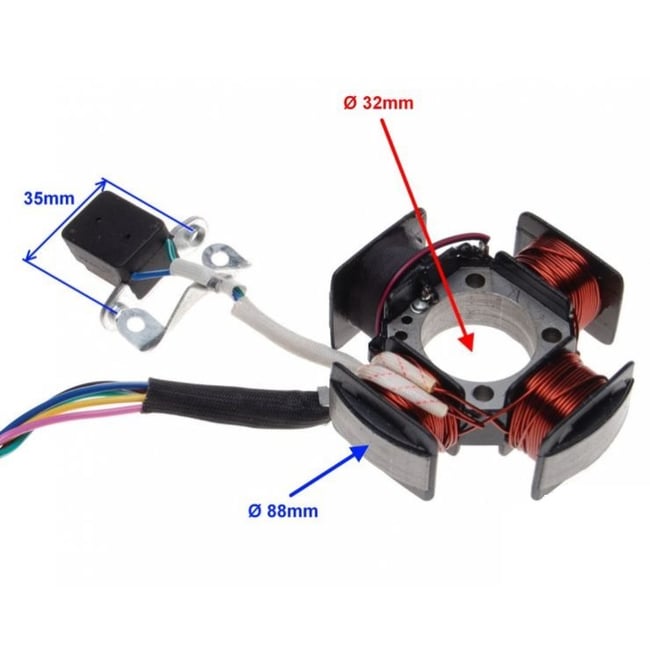 Magnetou / stator aprindere scuter Suzuki, Romet Z-K50, 88 mm, 5 fire