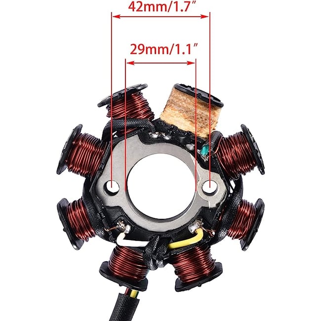 Magnetou / stator aprindere scuter GY6 125cc-150cc 4 Timpi (8 bobine + senzor scanteie, 5 fire)