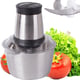 Tocator electric multifunctional, capacitate 2L, pentru carne si legume, 4 lame din otel inoxidabil, recipient din inox, 2 viteze, putere 500W, argintiu