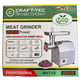 Masina tocat carne electrica profesionala, Craft-Tec MK-12, 4000 W, 250 kg/h, constructie Inox, 2 site si 2 cutite incluse