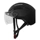 Casca trotineta cu leduri incorporate, baterie reincarcabila, viziera, negru mat