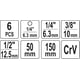 Set adaptoare 1/4, 3/8, 1/2, 6 buc Yato YT-04629
