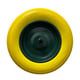 Roata roaba fara camera din poliuretan cu janta metalica 3.50-8, ax subtire 14 mm, galbena/verde