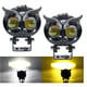 Proiector led Off-Road, moto, ATV cu lupa 50W, 12V - 24V, model bufnita, 2 faze alb si galben