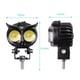 Proiector led Off-Road, moto, ATV cu lupa 50W, 12V - 24V, model bufnita, 2 faze alb si galben