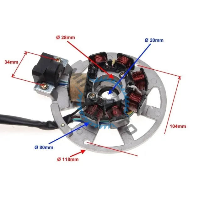 Magnetou / stator scuter Mawi, Keeway, Yamaha, CPI 50-80cc, 6 fire