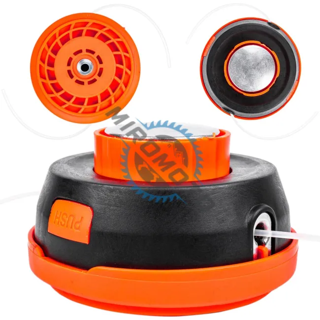 Cap tambur / mosor universal pentru motocoasa cu fir, buton metal cu portocaliu, 3 piese Cap tambur / mosor universal pentru motocoasa cu fir, buton metal cu portocaliu, 3 piese