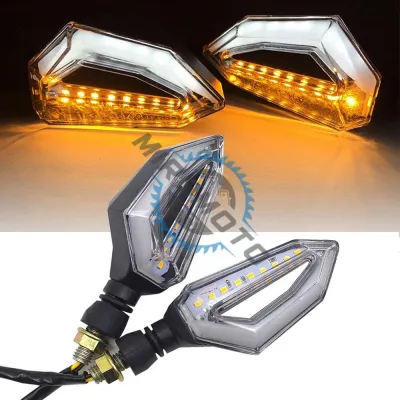Set 2 semnalizari moto cu led 12V, semnalizare galbena si pozitie alba