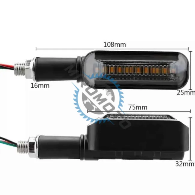 Set 2 semnalizari moto cu led 12V, semnalizare galbena și pozitie, brat cauciuc