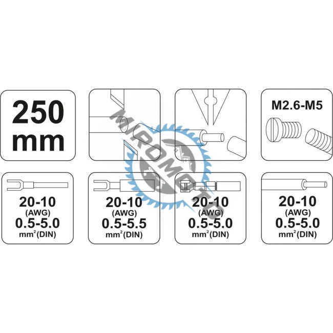 Cleste sertizat conectori 250 mm lama 4mm Yato YT-2254