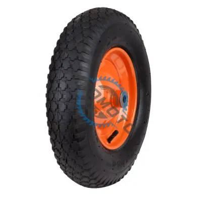 Roata roaba cu camera, janta metalica 3.50-8, ax subtire 16 mm, portocaliu Roata roaba cu camera, janta metalica 3.50-8, ax subtire 16 mm, portocaliu