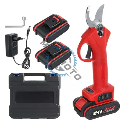 Foarfeca electrica de gradina, pentru taiat crengi pomi, 24 V, cu 2 acumulatori Li-ion Foarfeca electrica de gradina, pentru taiat crengi pomi, 24 V, cu 2 acumulatori Li-ion