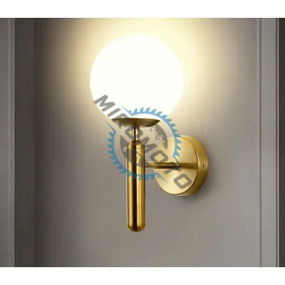 Aplica de perete aurie cu abajur alb