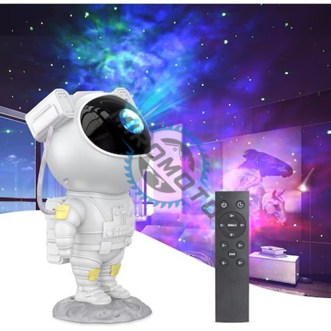 Lampa LED cu proiector galaxy astronaut sky alb, telecomanda, cap magnetic si design reglabil 360°, temporizare, brate mobile