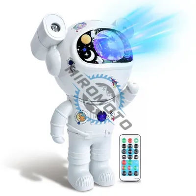 Lampa LED cu proiector galaxy astronaut sky alb, bluetooth, boxa, telecomanda, cap magnetic si design reglabil 360°