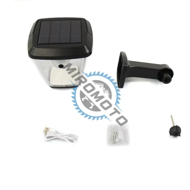 Lampa solara LED GDPLUS, cu senzor de miscare, 30 W, neagra, exterior