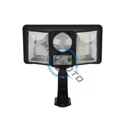 Lampa solara LED cu senzor de miscare si telecomanda, 50 W, IP 65, 3 surse de iluminare Lampa solara LED cu senzor de miscare si telecomanda, 50 W, IP 65, 3 surse de iluminare